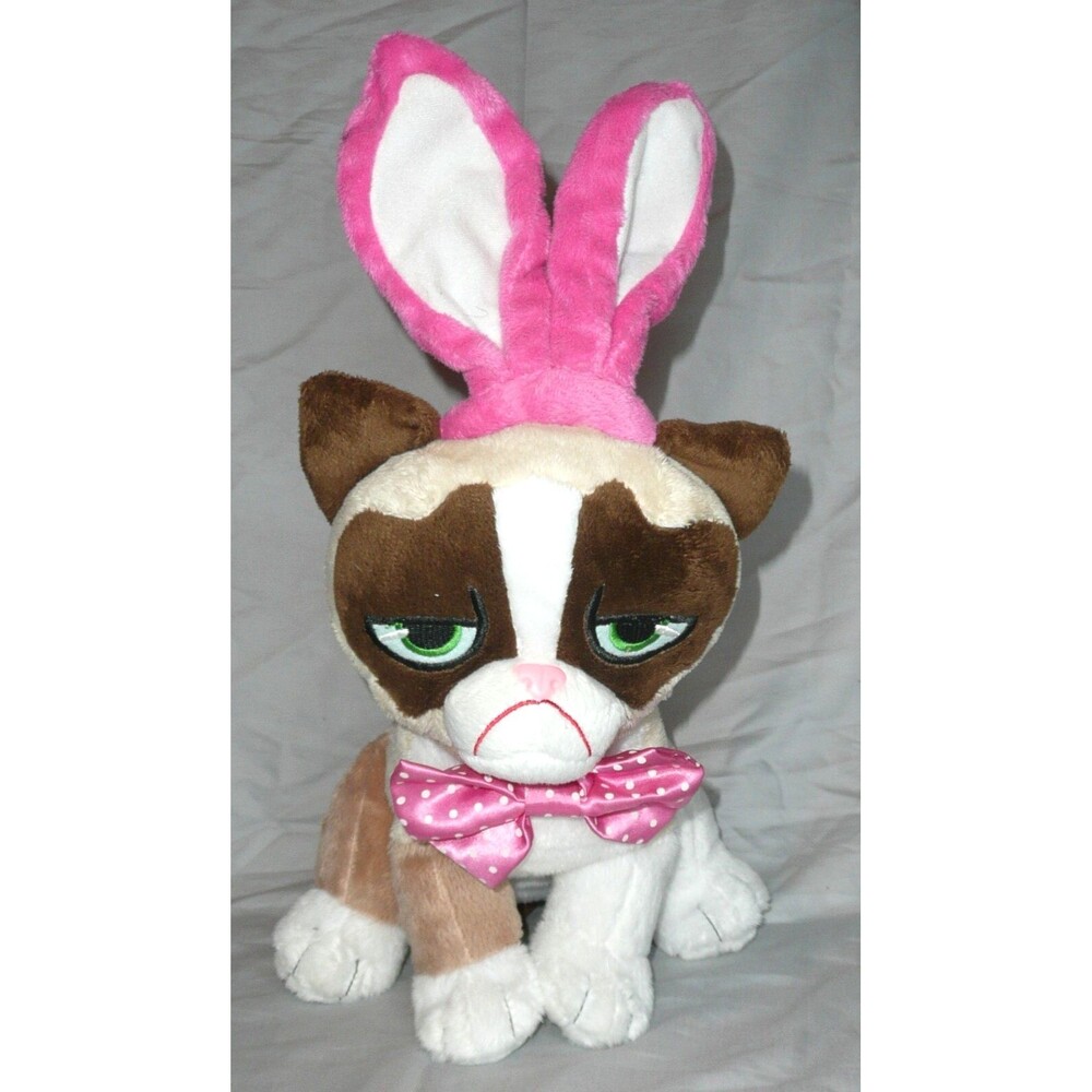 Grumpy Cat Plush Easter Bunny Ears Bow Tie Stuffed Animal 17"